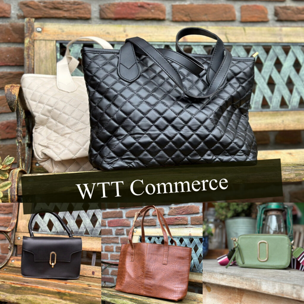 WTT Commerce heeft een wisselend assortiment.
-tassen
-feest artikelen
-speelgoed
enz.